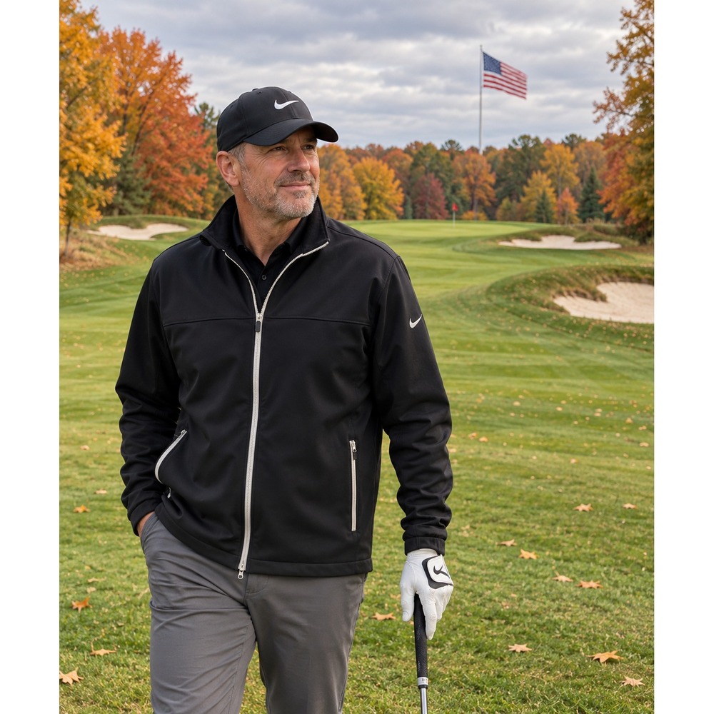 Nike Golf Therma Fit Windproof Thermal Jacket Mens L Black Fleece 416439